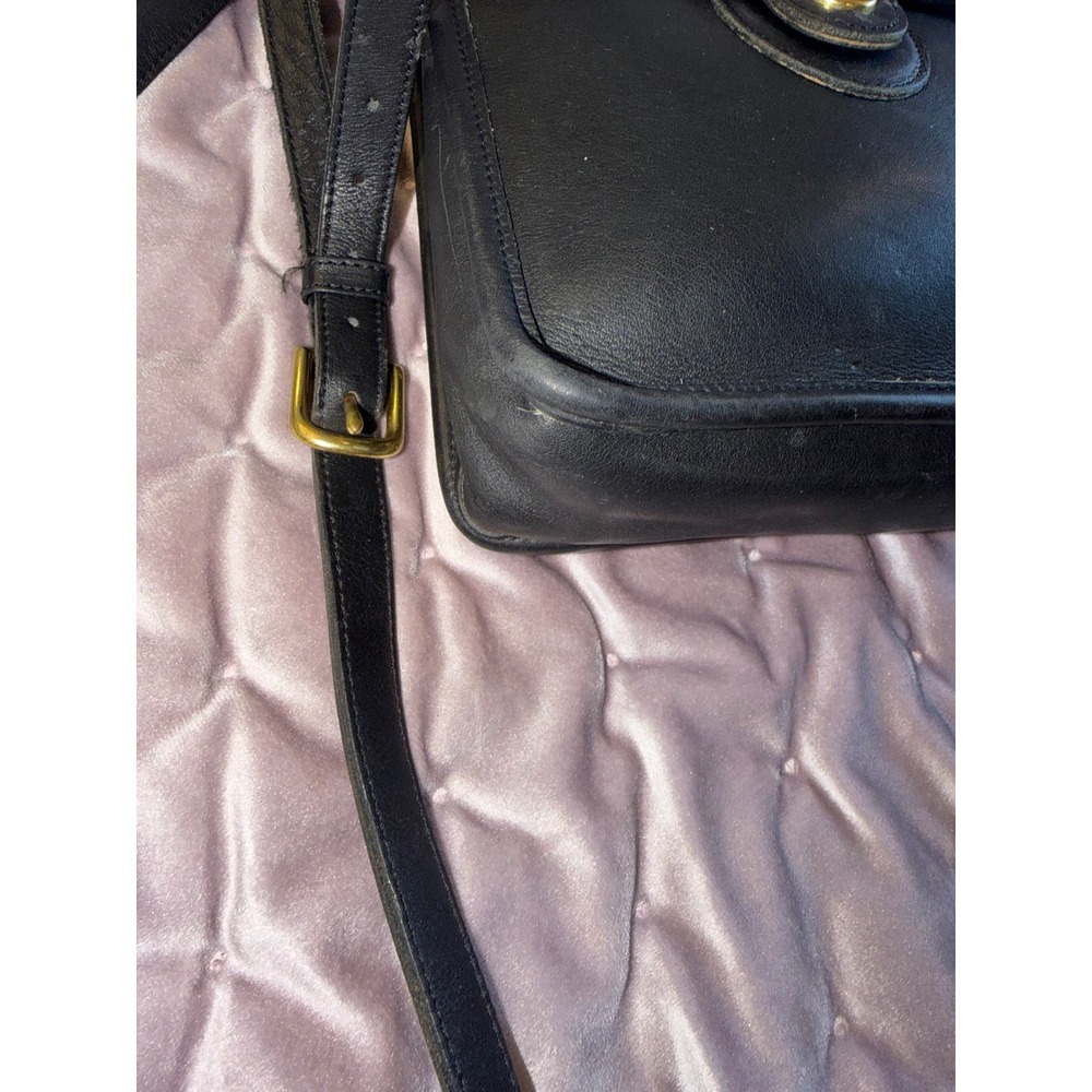 Vtg Coach Murphy Blk Leather Bag Crossbody Turnlock Brass Classic 9930 Mini - Picture 7 of 15